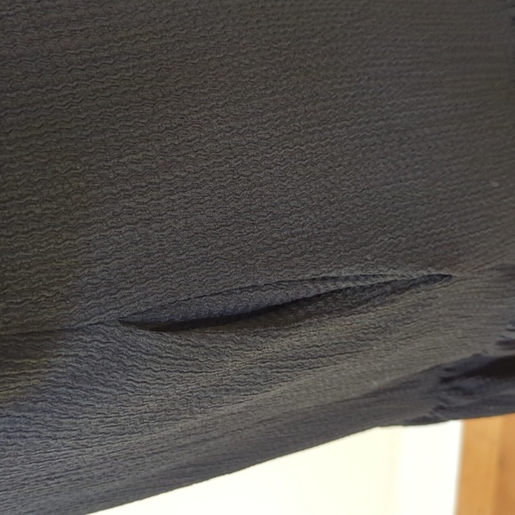 Code x Mode Black Textured Puff Sleeved V Neck Tie Back Peplum Midi Dress Small - Picture 5 of 10